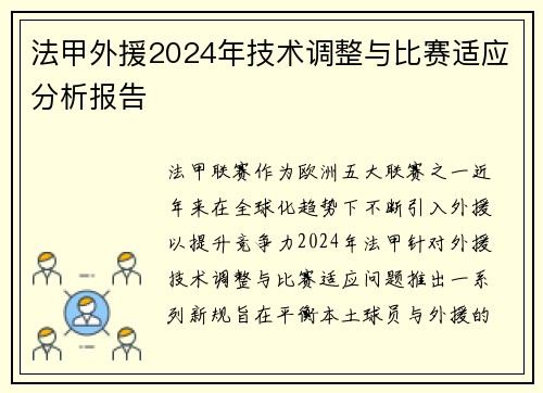 法甲外援2024年技术调整与比赛适应分析报告